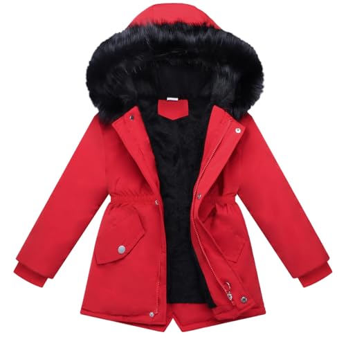 Image of Girl Winter Coat Heavyweight Hooded Puffer Jacket Kid Parka Outwear | Detachable Faux Fur Hood; Soft Fleece-Lined; Water-Resistant Outerwear; Zip-Up Cold-Weather Clothes; 2 Front Flap Pockets
