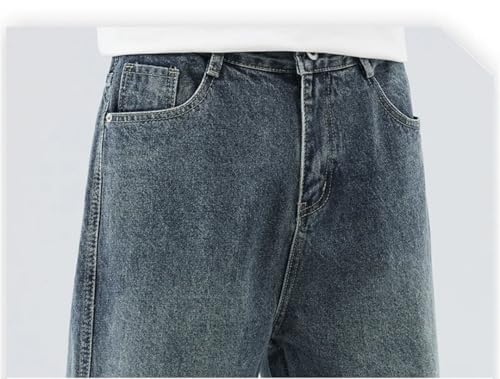 Men Printing Jeans with Pockets Vintage Street Straight Pants Wide Casual Denim Trousers4