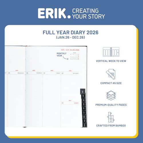 Grupo Erik 2026 Diary A5 Week To View - Hachiman Shrine | A5 Weekly Planner 2026 With Diary Stickers, Pockets, Bookmarks, January 2026 - December 2026 | Japanese Art Gifts, Cute Planner