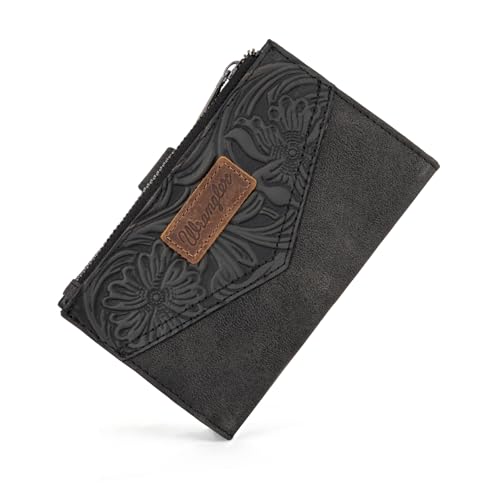 × Wrangler Small Wallet for Women Designer Bifold Wallet Embossed Women'S Wallets, Card Cases & Money Organizers, Black3