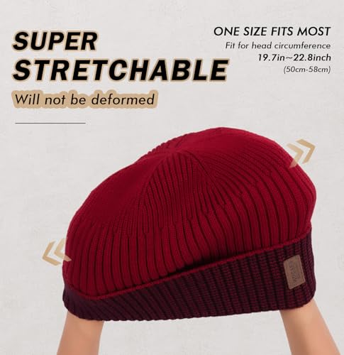 Image of Wmcaps Warm Beanie for Men Women, Fleece Lined Beanie Warm Winter Caps Unisex Fashion Knit Cuffed Cap