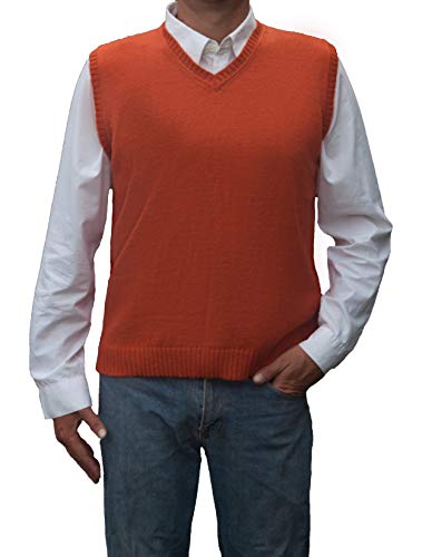 TINKUY PERU - Peruvian Alpaca Wool - Vest for Men Basic V Neck Sweater Pullover (Medium, Ocher)