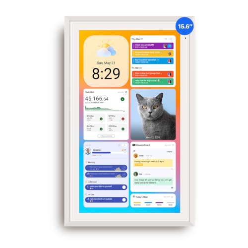 Apolosign 15.6-inch Digital Calendar, Smart Wall Planner with Calendar Sync, Chore Chart, Meal, Install Apps & Widget, Electronic Touchscreen Display for Family Schedules, Dual Mode, with Stand (White)
