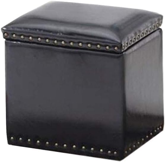Tabouret de rangement moderne carré en similicuir avec couvercle à charnière pratique