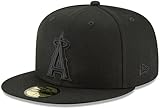 New Era MLB 9FIFTY Black Black Primary Logo Team Adjustable Snapback Hat Cap One Size Fits All - Los Angeles Angels Black