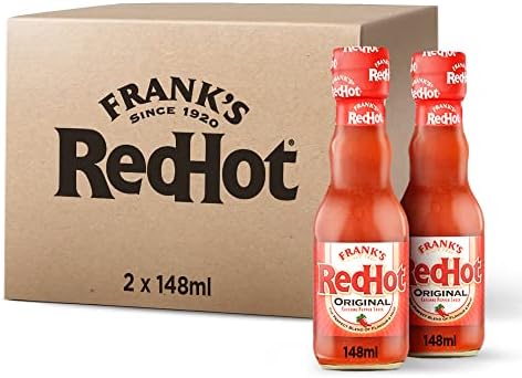 Frank's RedHot Original Cayenne Pepper Sauce 148 ML | Pack of 2 | Hot Chilli Sauce | Bursting with Fiery Heat and Delicious Flavours | No Artificial Colours Flavourings or Preservatives