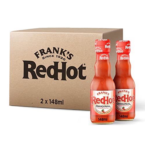 Frank's RedHot Original Cayenne Pepper Sauce 148 ML | Pack of 2 | Hot Chilli Sauce | Bursting with Fiery Heat and Delicious Flavours | No Artificial Colours Flavourings or Preservatives