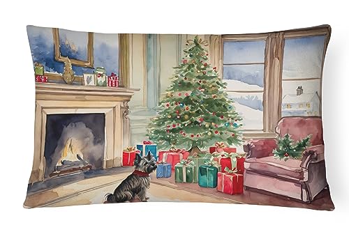 Caroline's Treasures DAC1308PW1216 Cairn Terrier Christmas Fabric Decorative Pillow Machine Washable, Indoor Outdoor Decorative Pillow for Couch, Bed or Patio, 12HX16W