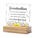 Grandmother Gift From Granddaughter, Floral Grandma Desk Decor Art, Grandmother Clear Acrylic Desk D