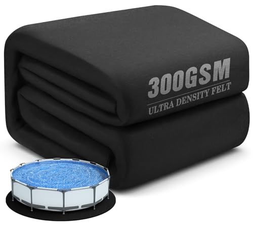 UIRWAY 16FT Heavy Duty Round Pool Liner Pad, [2026 New Pool Pad 300G/M² Thicker] Outdoor Padding for 16' Foot Above Ground Pools, Underneath Pool Mat, Swimming Pool Liners for Padding and Protection