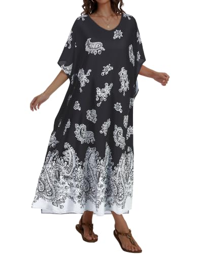 Image of Kaftan Dresses for Women V Neck Caftan Batwing Sleeve Swimsuit Cover Up