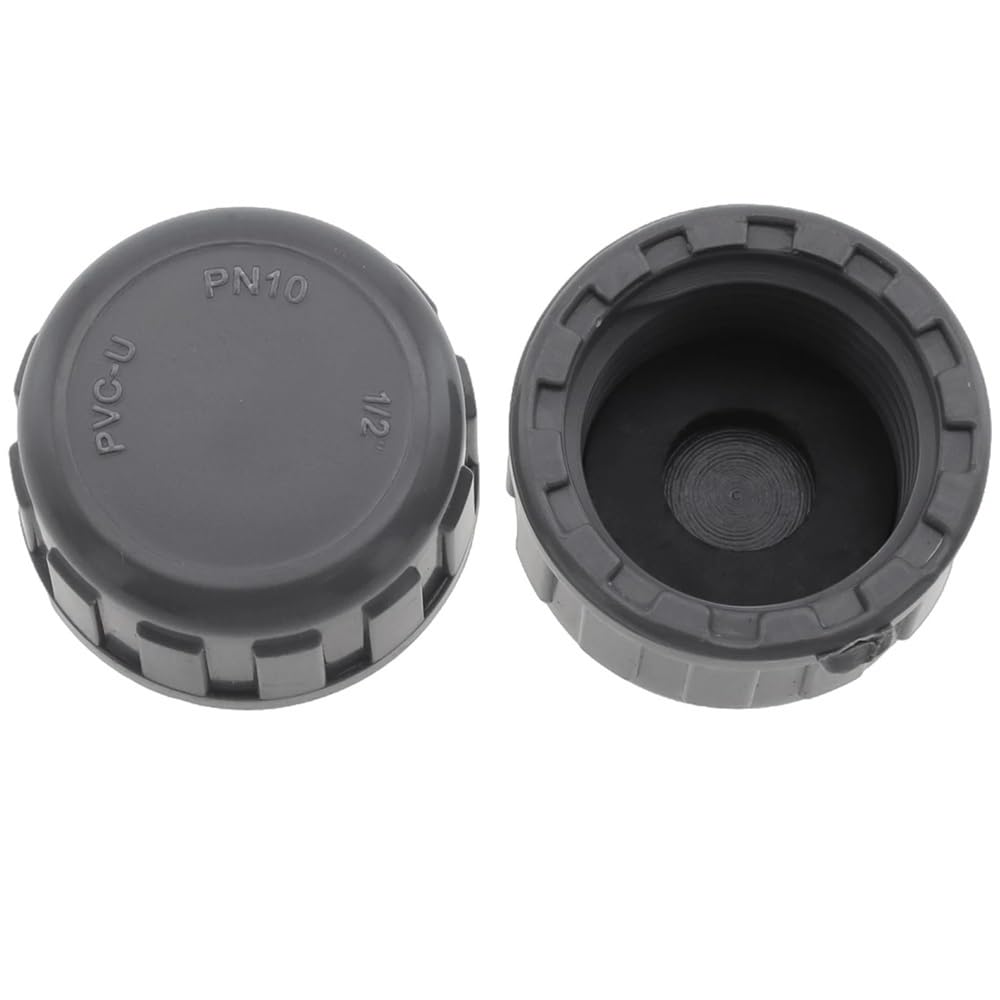 Threaded Pipe Connector Female Thread Hose Connector Caps, PVC Blanking Plug with Rubber Seals, Threaded Pipe End 2pcs(32mm)