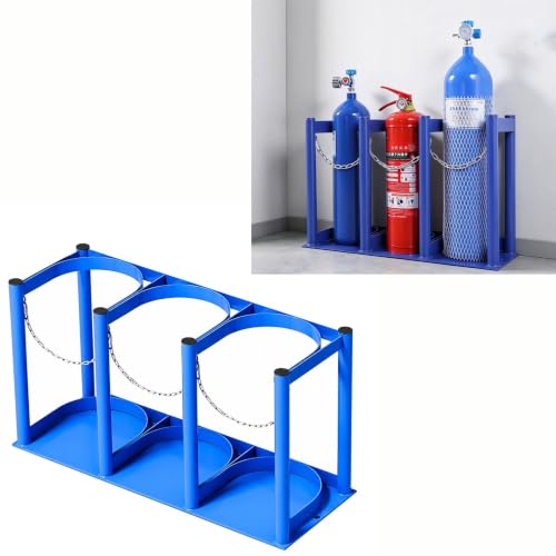 Support en acier pour bouteilles d'oxygène 4-5L rack bleu 3 emplacements - 2