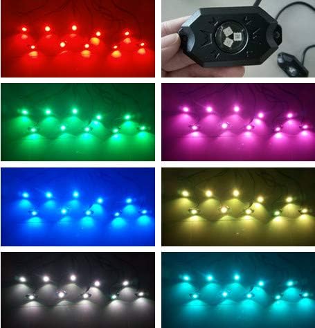 RGB 16Pods LED Rock Light Colors Shift With Bluetooth Controller,Music Mode for Car Truck ATV UTV SUV Offroad Boat Underbody Glow Trail Rig Lamp LED Neon Underglow Light