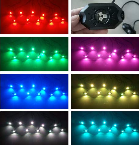 Sando Tech RGB Multi-Colors Shift 10Pods LED Rock Light with Bluetooth Controller,Music Mode for Car Truck ATV UTV SUV Offroad Boat Underbody Glow Trail Rig Lamp LED Neon Underglow Light