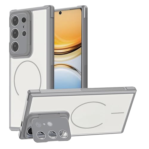 Coque Samsung S26 Plus antichoc givrée avec anneau magnétique et support vidéo gris