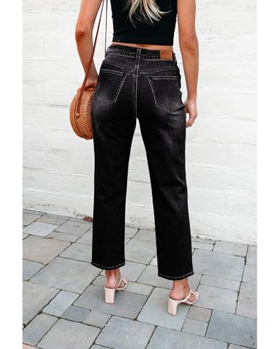 luvamia Straight Leg Jeans for Women High Waisted Trendy Cropped Stretchy Denim Pants Ankle Mom Jeans Work Trouser Jeans2