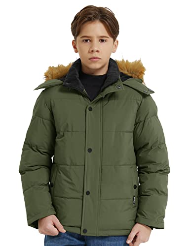 Image of Wantdo Boys' Winter Coat Warm Puffer Jacket Waterproof with Faux Fur Hood