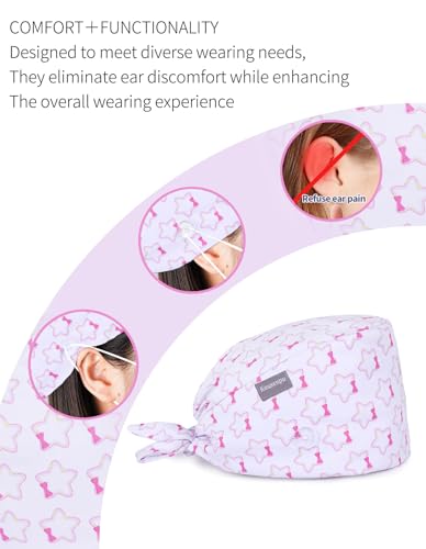 Image of Kousenpu Scrub Caps for Women, Adjustable Women's Surgical Cap with Buttons, Breathable Cute Design for Nurses and Doctors