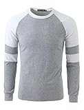 Allegra K Men Contrast Color Raglan Tee Shirt Light Grey S