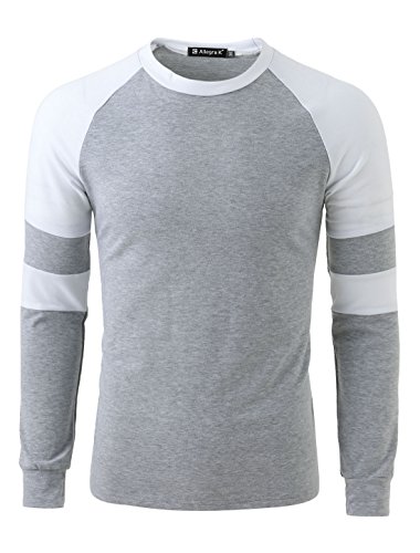uxcell Men Contrast Color Raglan Tee Shirt Light Gray S US 34