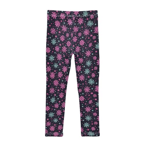 Flying Bitcoins and Snowflakes Kids Girl's Cotton Leggings Soft Full Length Workout Pants Running2
