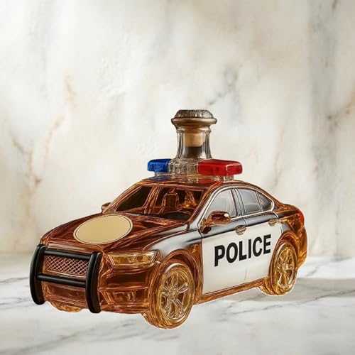 300ML Whiskey Decanter Bottle, Art Statue, Police Car Shaped Whiskey Wine Bottle, 3D Novelty Creative Car Theme Empty Wine Bottles, For Liquor Storage Barware