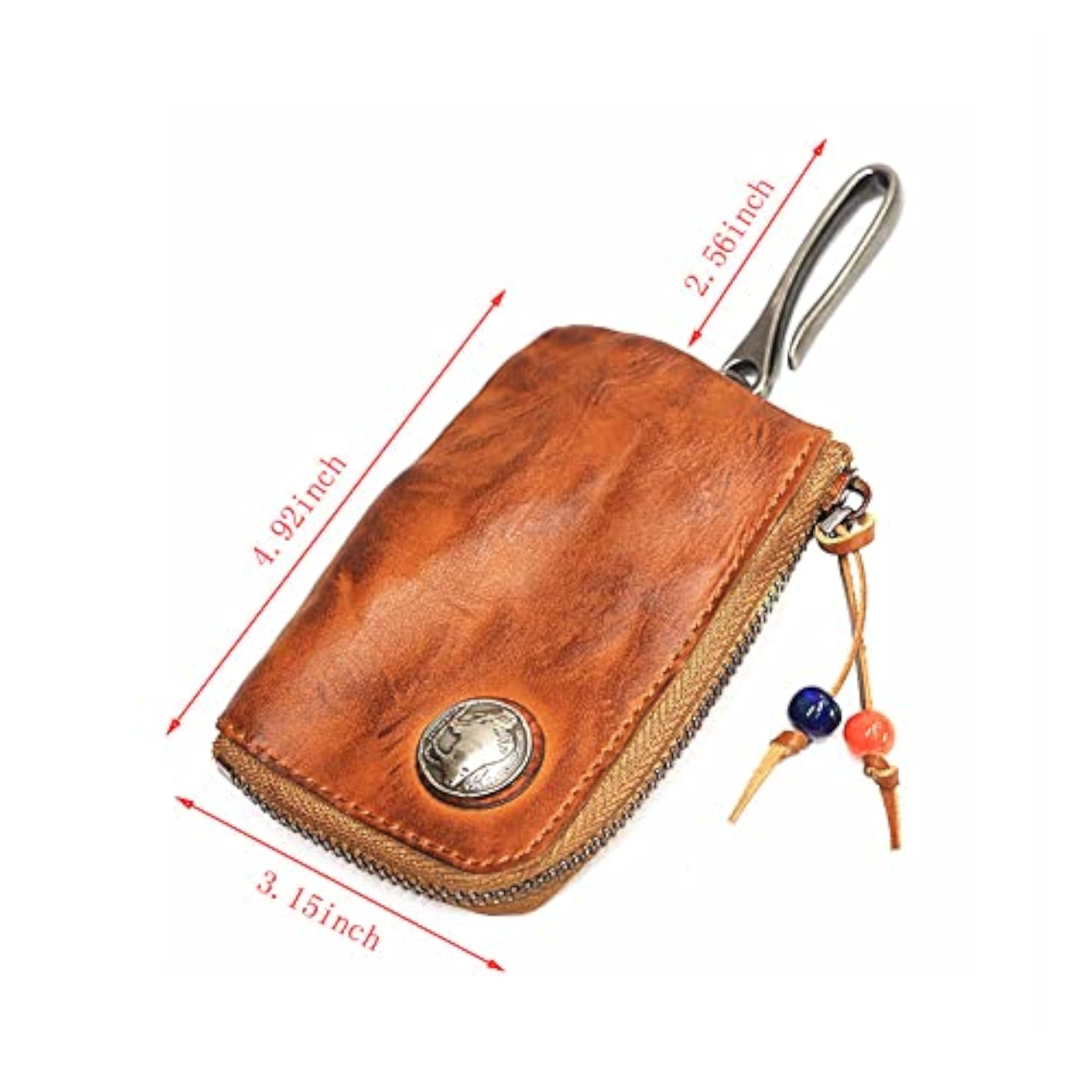 1Pcs Leather Mini Medieval Pouch Keychain, Coin Organizer