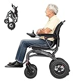 Easwe Electric Wheelchair for Adults, Lightweight Foldable Motorized Wheelchairs for Seniors,15 Miles Long Range with 12AH Lithium Battery, All Terrain Folding Chair with 500W Motors, Airline Approved