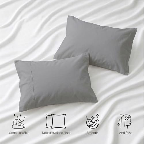 Image of Egyptian Cotton Sheets 1000 TC, 4-Piece Set with Flat Sheet, Fitted Sheet & 2 Pillowcases, Long Staple Cotton, 18 inch Deep Pocket (California King, Light Grey)