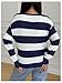 BEAUDRM Girl's Vintage Striped Sweater Long Sleeve Oversized Cute Pullovers Sweaters Blue and White 10 Years