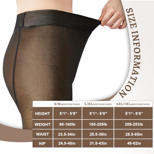 Eurzom 3 Pairs Fleece Lined Tights Women Faketranslucent Elastic Skin Colored Tights Warm Pantyhose2
