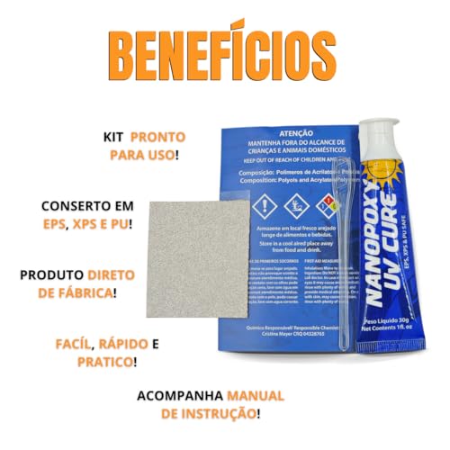 Reparo Prancha De Surf Nanopoxy Resina Pronta Conserto Vara de Pescar Pranchinha - KIT REPARO MIX CO