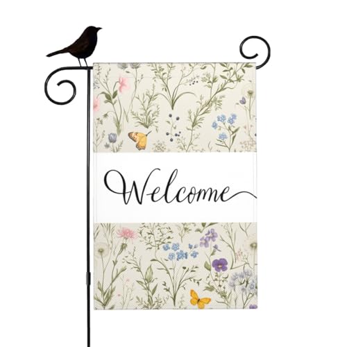 Mugod Vintage Flowers Floral Herbs Garden Flag 12.5x18, Garden Plants