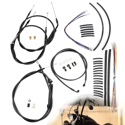 TIGERSGATE 16" Ape Hanger Sportster Cables Kit Handlebar Extended CAN-Bus/Turn Signal Wires/Clutch/Throttle Cables/Brake Line for 2007-2013 Harley Non-ABS Iron XL XLH 883 1200 50 Models(Black)