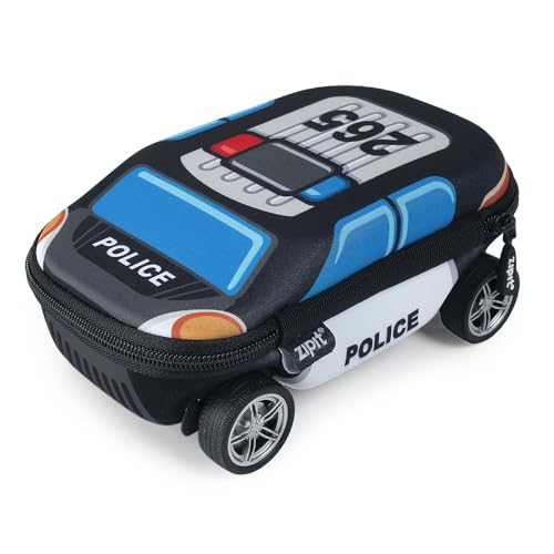 ZIPIT Estojo Box Carro de Polícia, Estojo de Lápis para Meninos com Rodas Giratórias, Azul