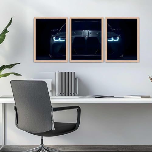 Image of TASVEE Car wall posters | set of 3 wall frames | posters for wall | Wall Decoration for Bedroom, Living Room & Office | Best Gift for Boys & Car Lovers | bmw m4 | bmw m4 set of 3 frames