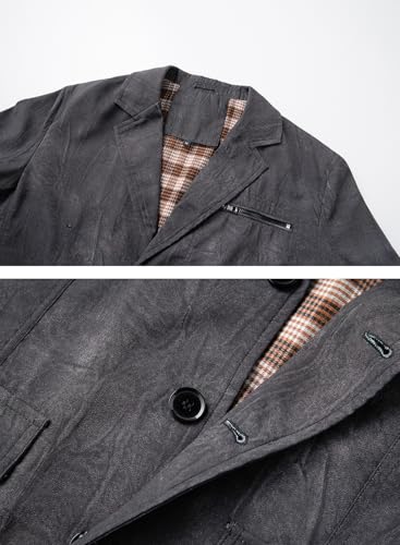 HOOD CREW Men’s Casual Blazer Vintage Sports Coat Button Up Lightweight Business Suit Jackets with Pockets4