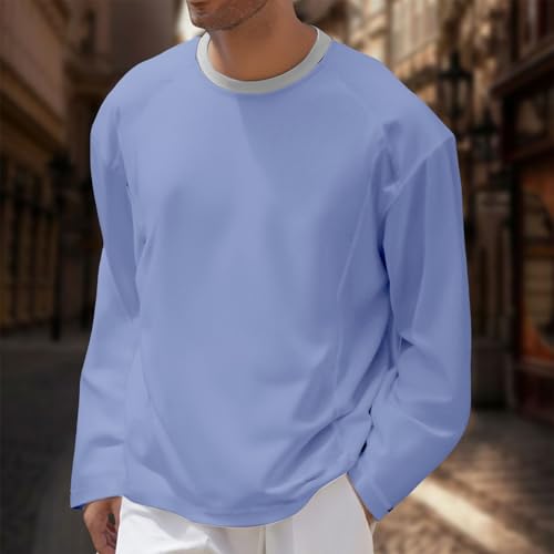 Men's Crewneck Warm Sweatshirts Fashion Raglan Long Sleeve T-Shirt Plus Size Loose Workout Active Golf Shirt Pullover2