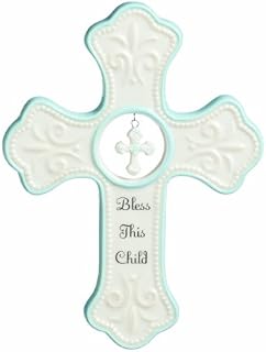 NAT and Jules Bless This Child Hanging Cross, Blue