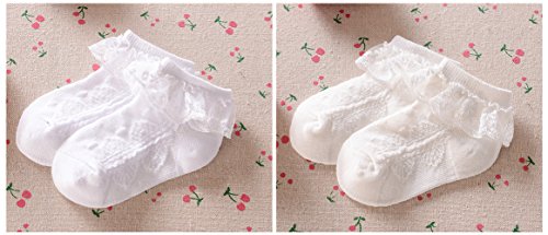 Epeius 2 Pair Pack Baby-Girls Eyelet Frilly Lace Socks Toddlers Girl Princess Ankle Socks White/Ivory 12-24 Months,Toddler Shoe Size 5-9 #TOP2