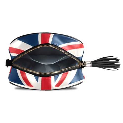 Image of ALAZA Women's Uk Flag United Kingdom Flag PU Leather Crossbody Bag Shoulder Purse with Tassel