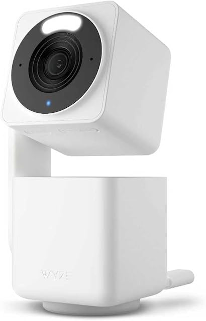 Wyze Cam Pan v4 Caméra de sécurité intelligente à domicile 360° Pan/Tilt/Zoom, utilisation intérieure/extérieure, bébé & Surveillance des animaux de compagnie, vision nocturne, compatible avec Alexa & Assistant Google, Blanc