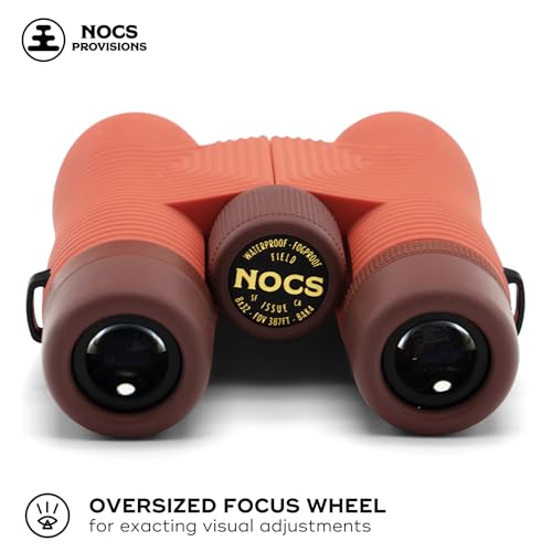 Image of Nocs Provisions Field Issue 8x32 Waterproof Binoculars, 8X Magnification, Bak4 Prism, Wide View Multi-Coated Lenses for Bird Watching, Hunting & Wildlife Viewing - Coral Red