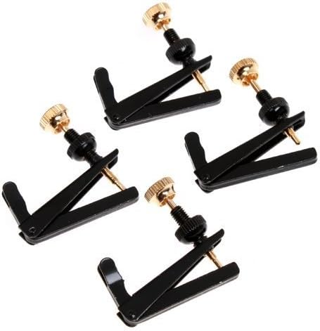 4pcs Violin Parts String Adjuster Fine Tuner 3/4 -4/4 Black and Gold Violin Parts