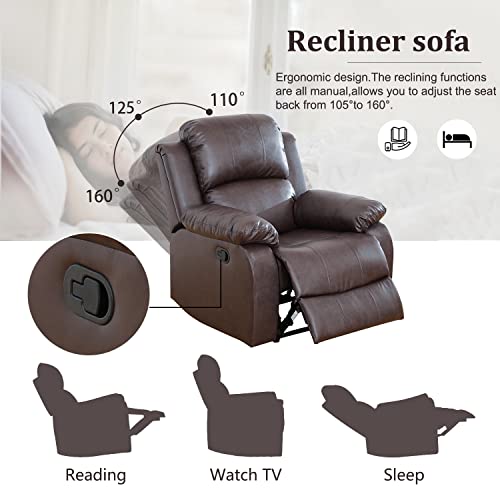 Ocstta Leather Recliner Sofa Set For Living Room Furniture Set,Recliner Sofa Set For House/Office(Leather Sofa Set 3 Pieces) Brown #TOP2
