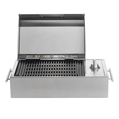 Kenyon B70200 City Grill, Portable Grill, Stainless Steel, Single Burner, Knob Control, Faceted Lid, UL Approved For Use Indoors And Outdoors, Flame-Free, 120V