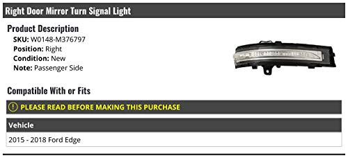 Marketplace Auto Parts Right Passenger Side Door Mirror Turn Signal Light - Compatible with 2015-2018 Ford Edge