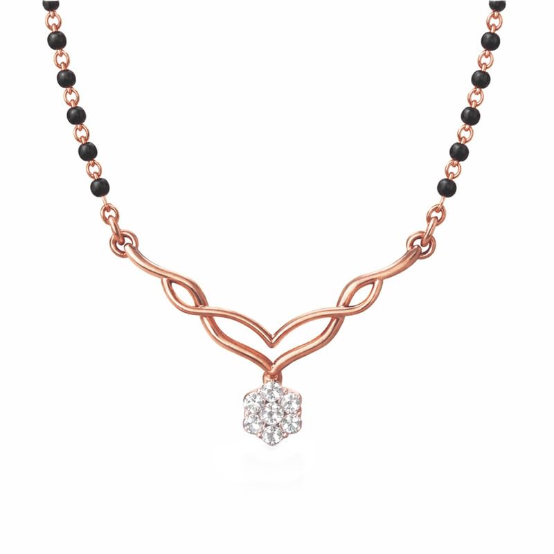 18K/14K Rose Gold Diamond Tanmaniya Mangalsutra Pendant for Women | Natural Diamond | SI-HI Clarity & Color | BIS Hallmarked | IGLI Certificate | Elegant Traditional Tanmaniya Mangalsutra Jewellery | Fine Gold Jewellery | Gift for Wife & Women-image-22