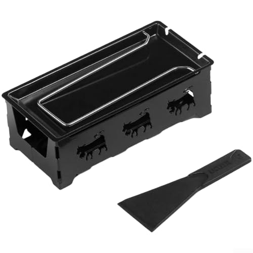 Estufa portátil de fondue de queso, sartén antiadherente para chocolate y mantequilla, juego de utensilios de cocina plegables de acero inoxidable (negro)